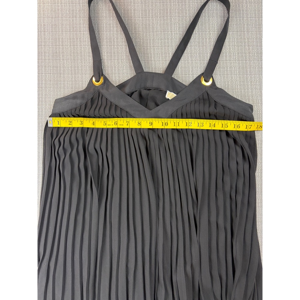 Michael Kors Womens Medium Black Pleated Gold Grommet Sleeveless Blouse Top - Picture 4 of 11